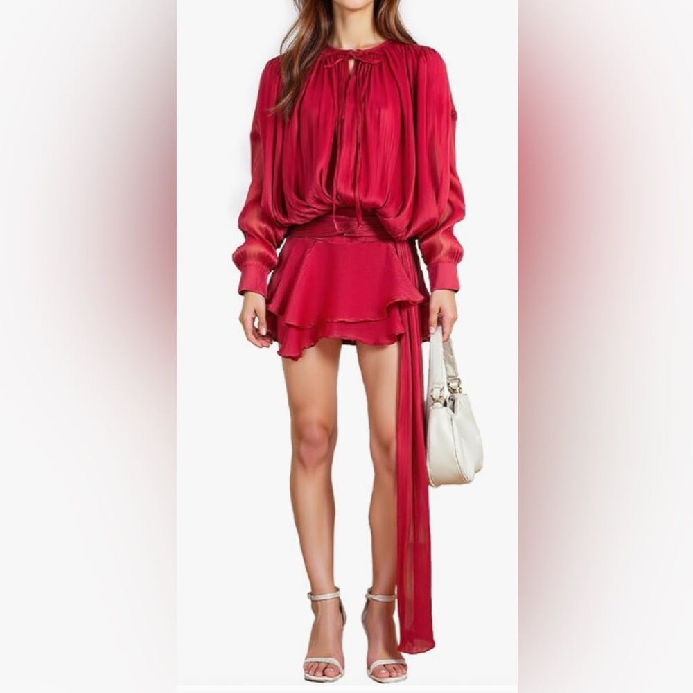 Amazon Red Long Sleeved Mini Dress